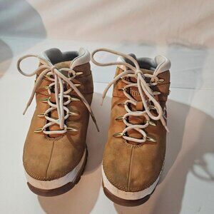 Timberland Euro Sprint Hiker TAN Hiking Boots Gold Wheat logo Women 10